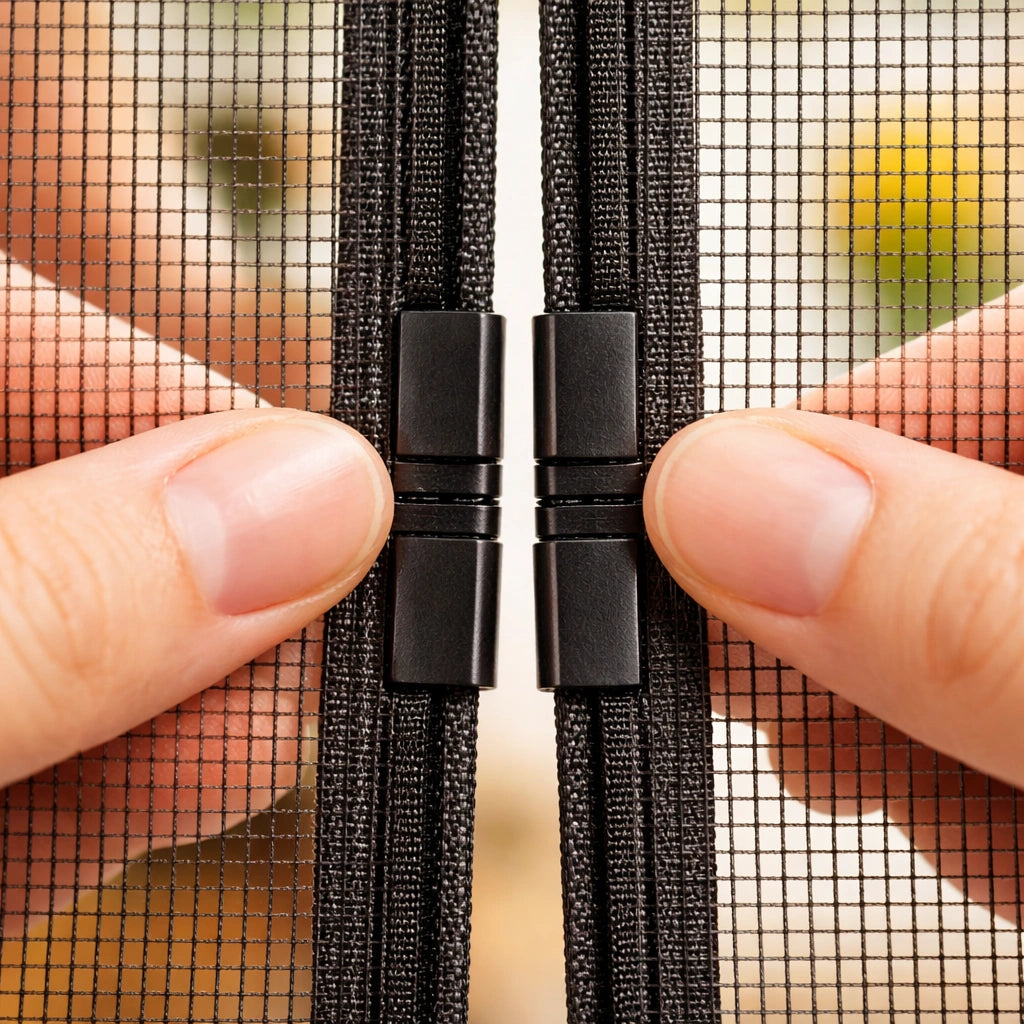 Magnetic Mesh Door Curtain — Blocks Mosquitoes, Allows Fresh Air (No Drill)