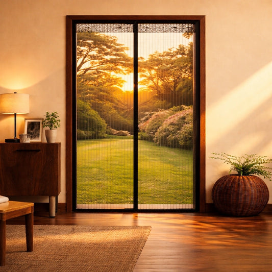 Magnetic Mesh Door Curtain — Blocks Mosquitoes, Allows Fresh Air (No Drill)