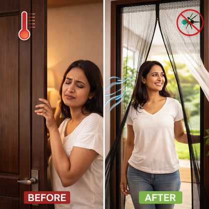 Magnetic Mesh Door Curtain — Blocks Mosquitoes, Allows Fresh Air (No Drill)